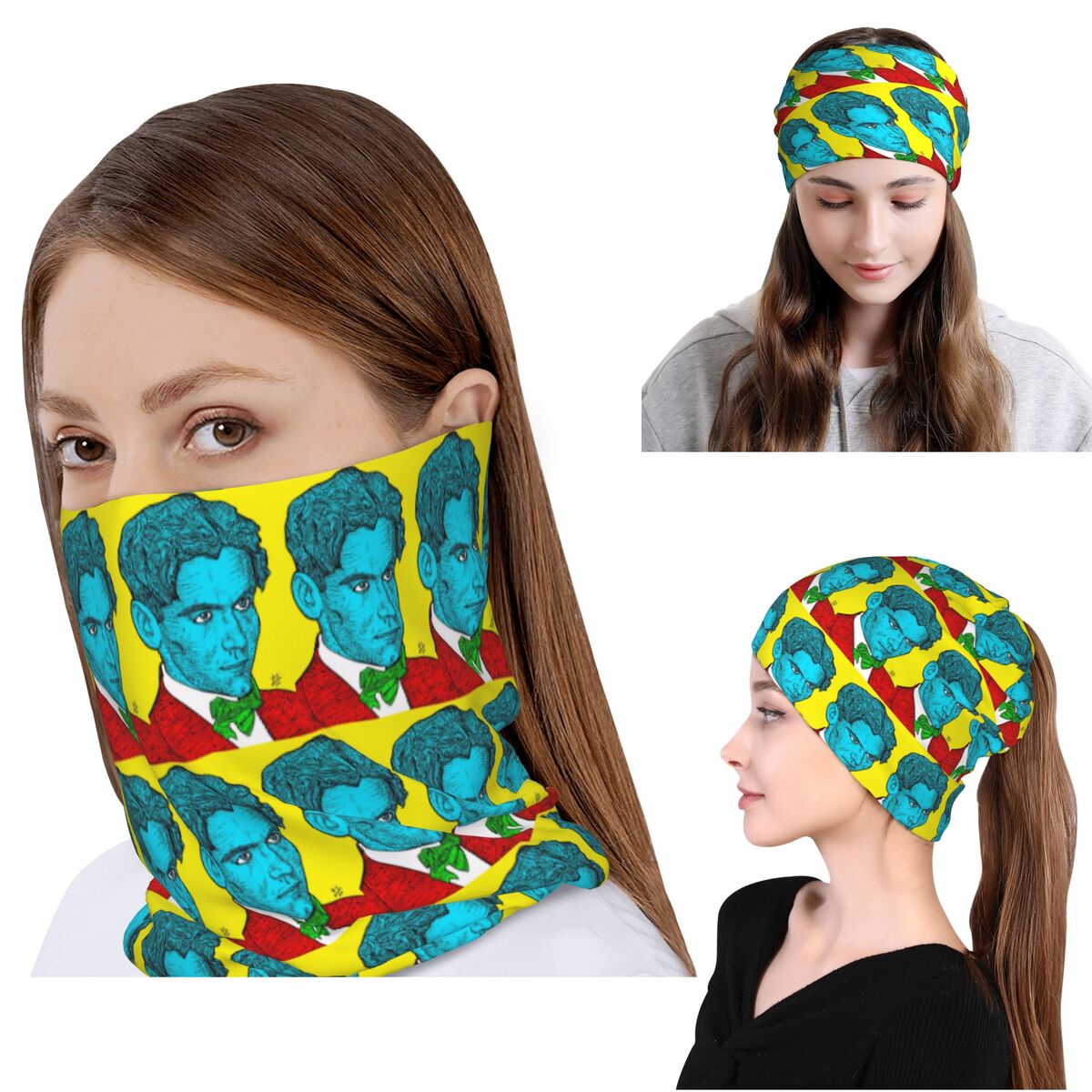 Knit Beanie Hat Warm - Federico Garcia Lorca Portrait 16 Bandana