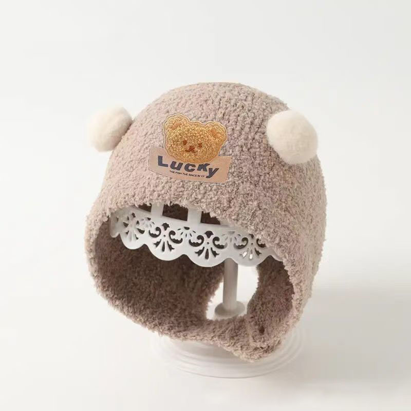 Knit Beanie Hat Warm - Cute Bear Baby Ear Protection Cap