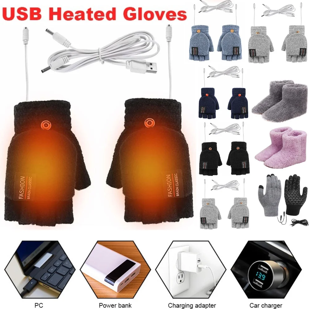 Touch Screen Gloves - USB Electric Heated Gloves Winter Outdoor