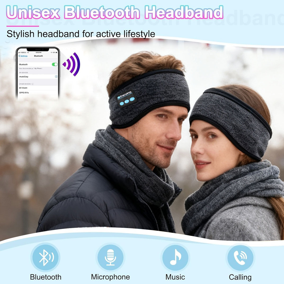 Winter Headband Fleece - Wireless Bluetooth Headphones Headband Sports Music