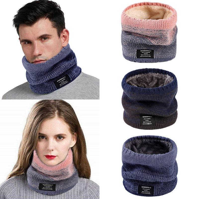 Wool Scarf Men - Winter Women Men's Knitted Gradient Head