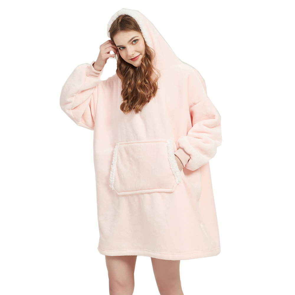 Sherpa Hoodie Fleece - Microfiber Plush Coral Fleece Sherpa Blanket