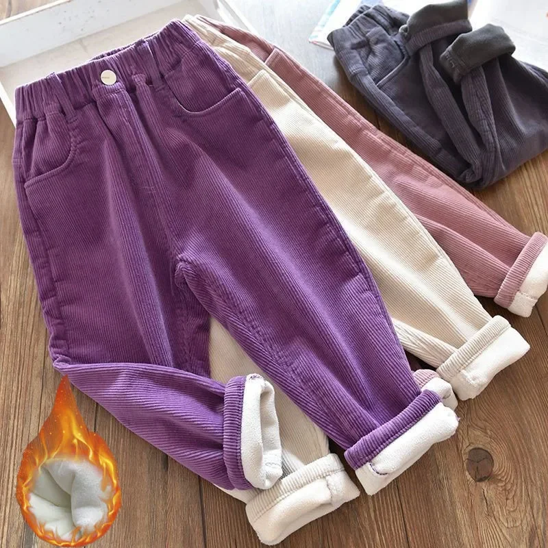 Corduroy Pant Warm - Girls Corduroy Pants Winter Warm Fleece-Lined