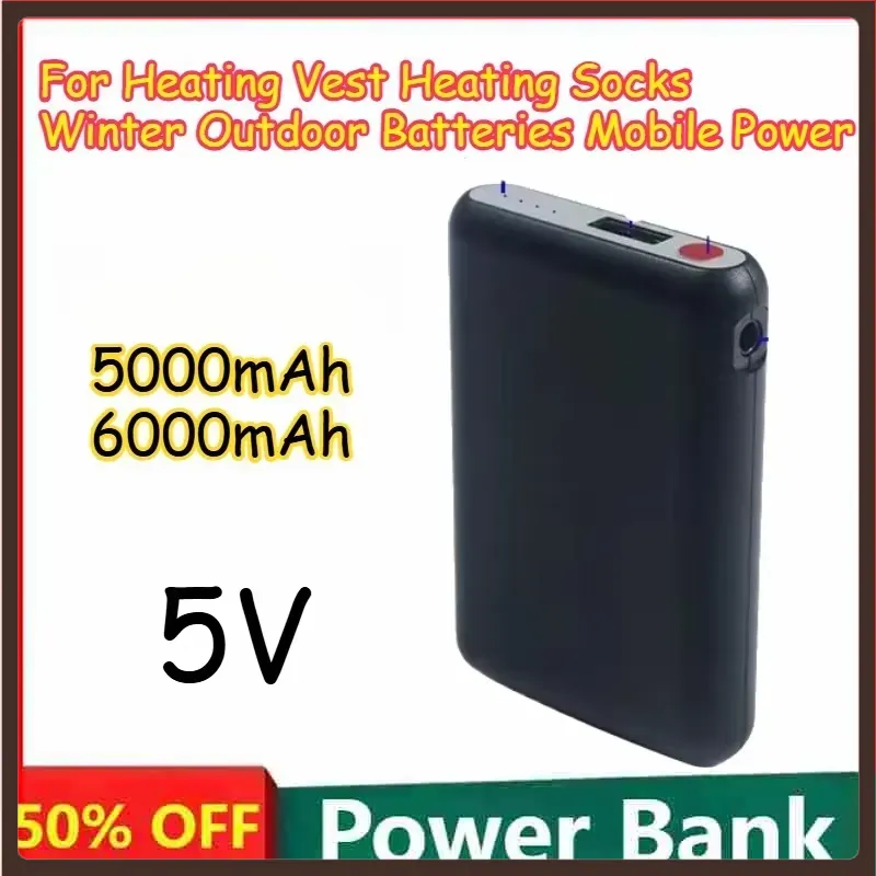 Heated Vest Battery - 5000mAh 6000mAh 5V Rechargeable for Heating