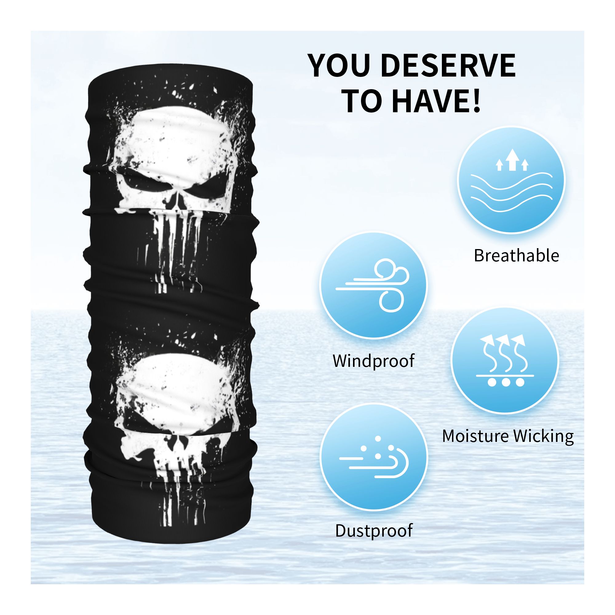 Custom Skeleton Skull Bandana  - Neck Gaiter Fleece ulasan dan harga