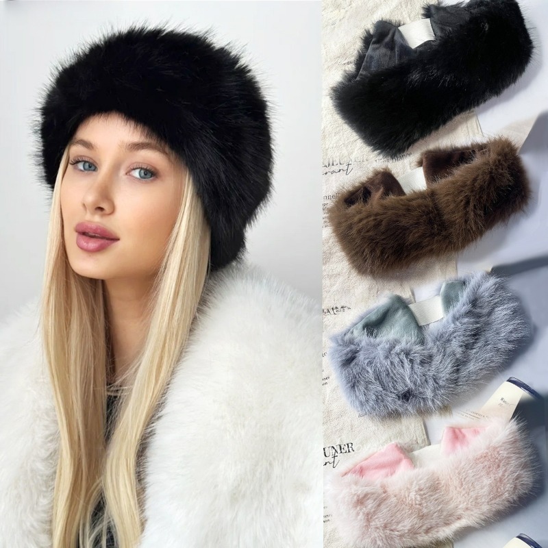 Wide Band Fur Headband Winter  - Fleece Ear Warmer Band ulasan dan harga