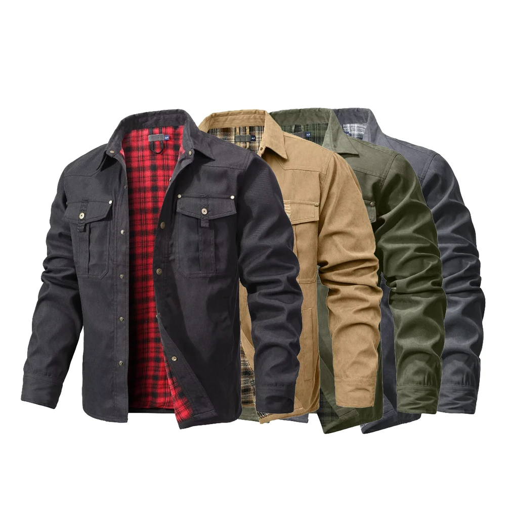 Men's Jackets Spring Flannel L - Flannel Shirt Lined ulasan dan harga