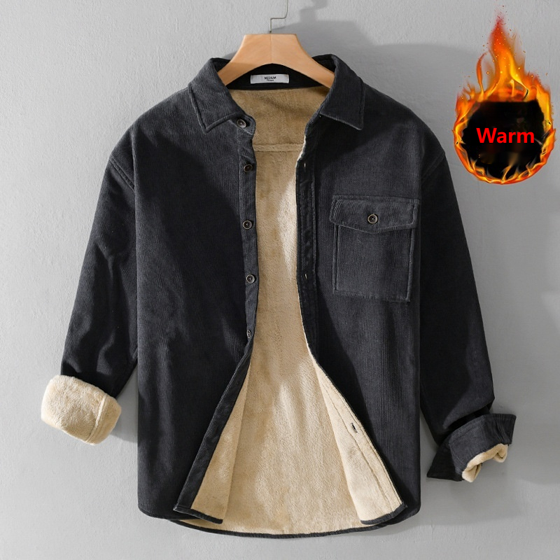 Men's Corduroy Shirt Jacket He - Flannel Shirt Lined ulasan dan harga