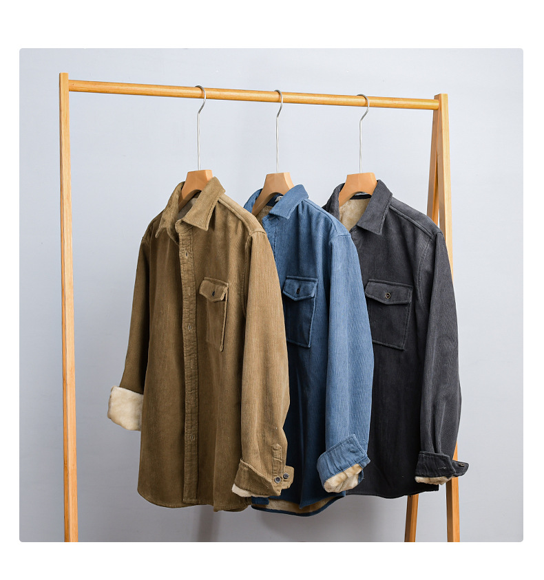 Men's Corduroy Shirt Jacket He - Flannel Shirt Lined ulasan dan harga