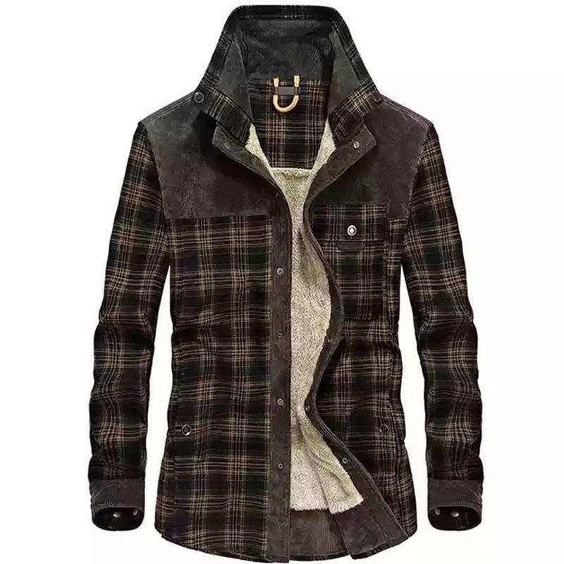 Men's Vintage Plaid Shearling  - Flannel Shirt Lined ulasan dan harga