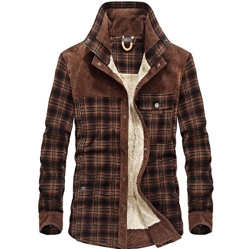 Men's Vintage Plaid Shearling  - Flannel Shirt Lined ulasan dan harga