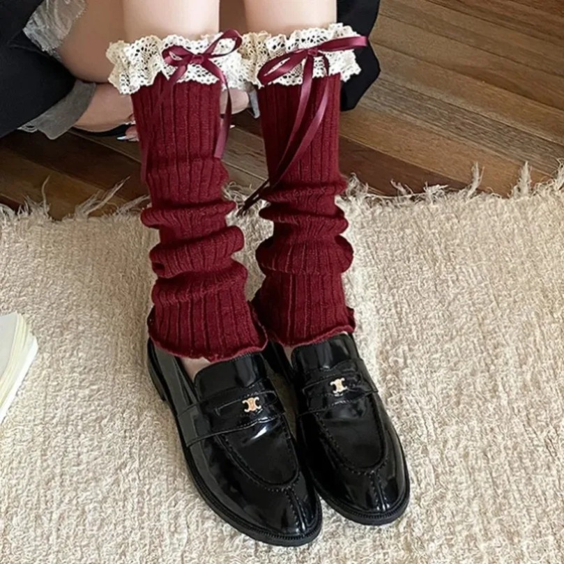 Leg Warmers Ankle Womens Bow W - Thermal Sock Wool ulasan dan harga