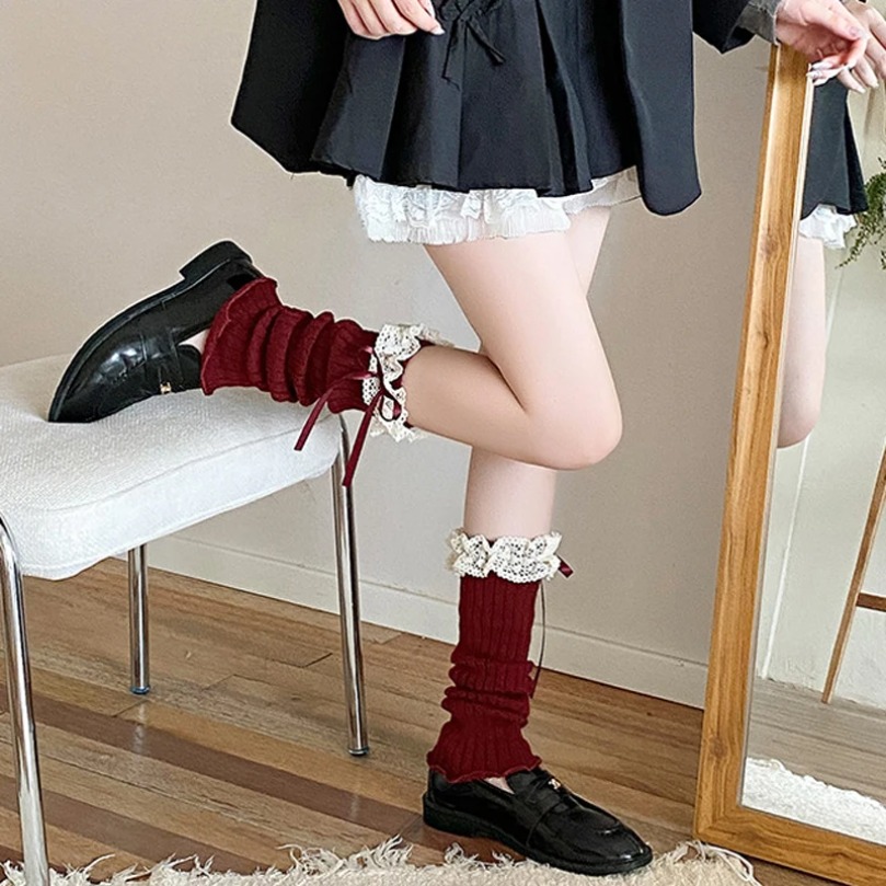 Leg Warmers Ankle Womens Bow W - Thermal Sock Wool ulasan dan harga