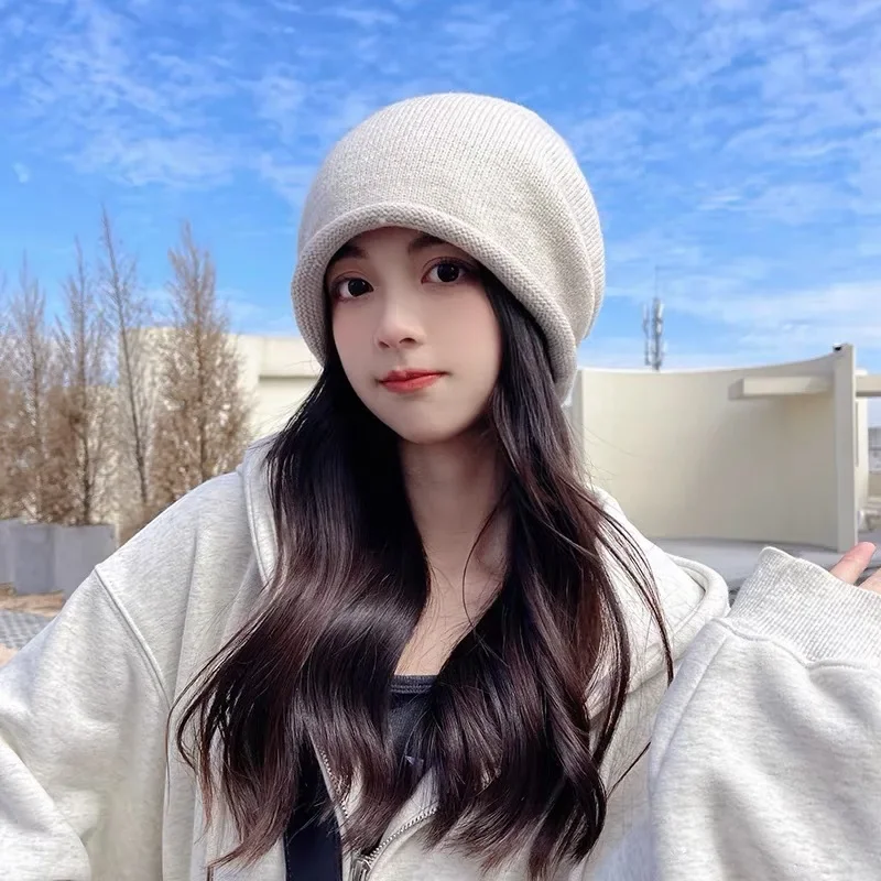 Knitted Bonnet Hoods Female Wi - Knit Beanie Hat Warm ulasan dan harga