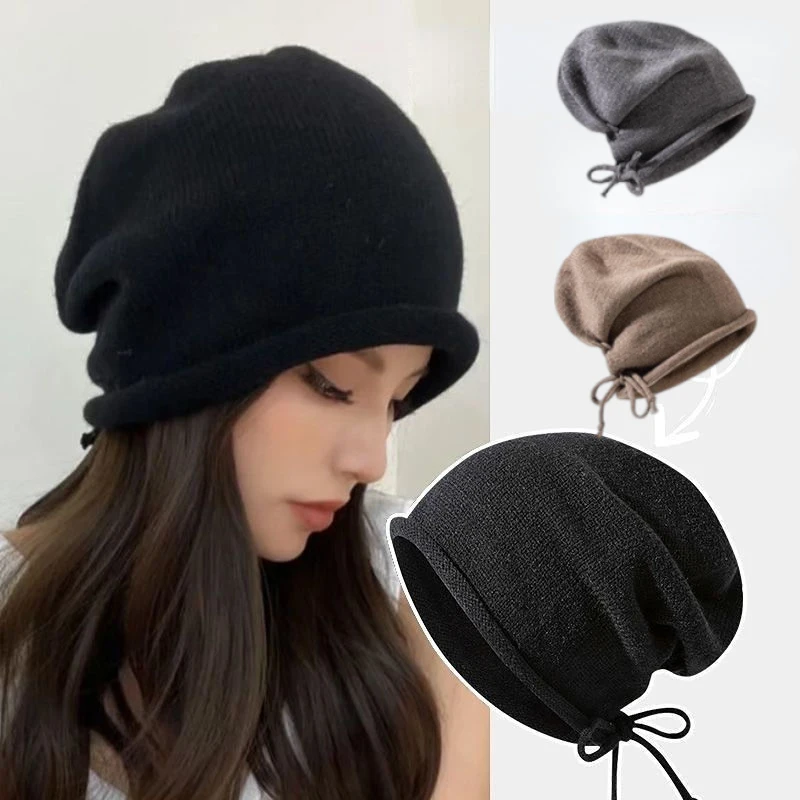 Knitted Bonnet Hoods Female Wi - Knit Beanie Hat Warm ulasan dan harga