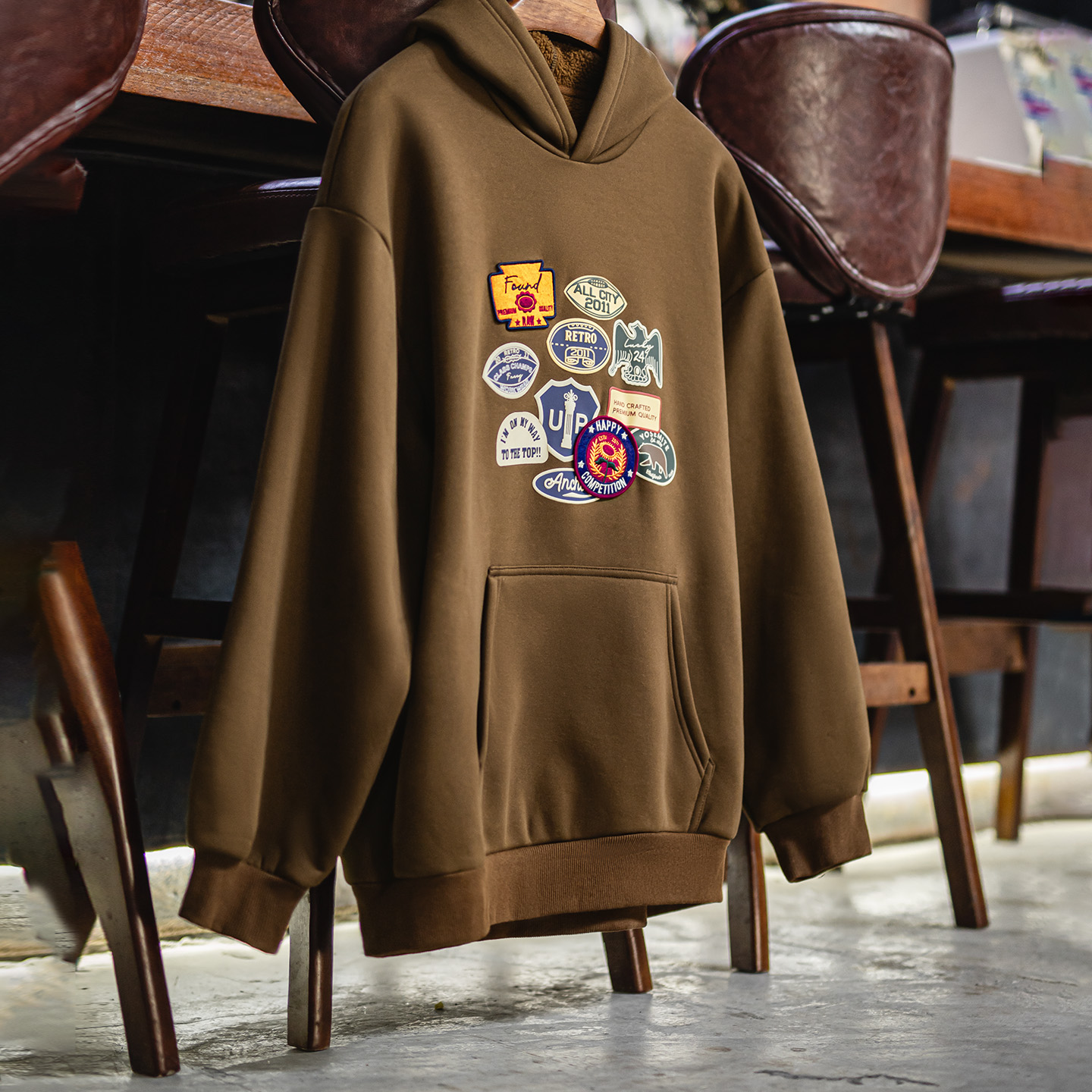 Maden Vintage Men's Embroidere - Sherpa Hoodie Fleece ulasan dan harga