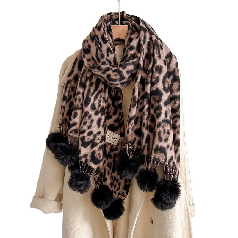 New Luxury Winter Leopard Two- - Shawl Wrap Winter ulasan dan harga