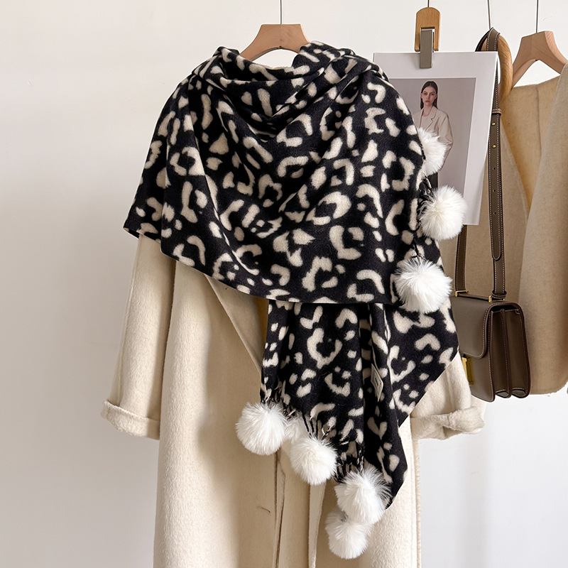 New Luxury Winter Leopard Two- - Shawl Wrap Winter ulasan dan harga