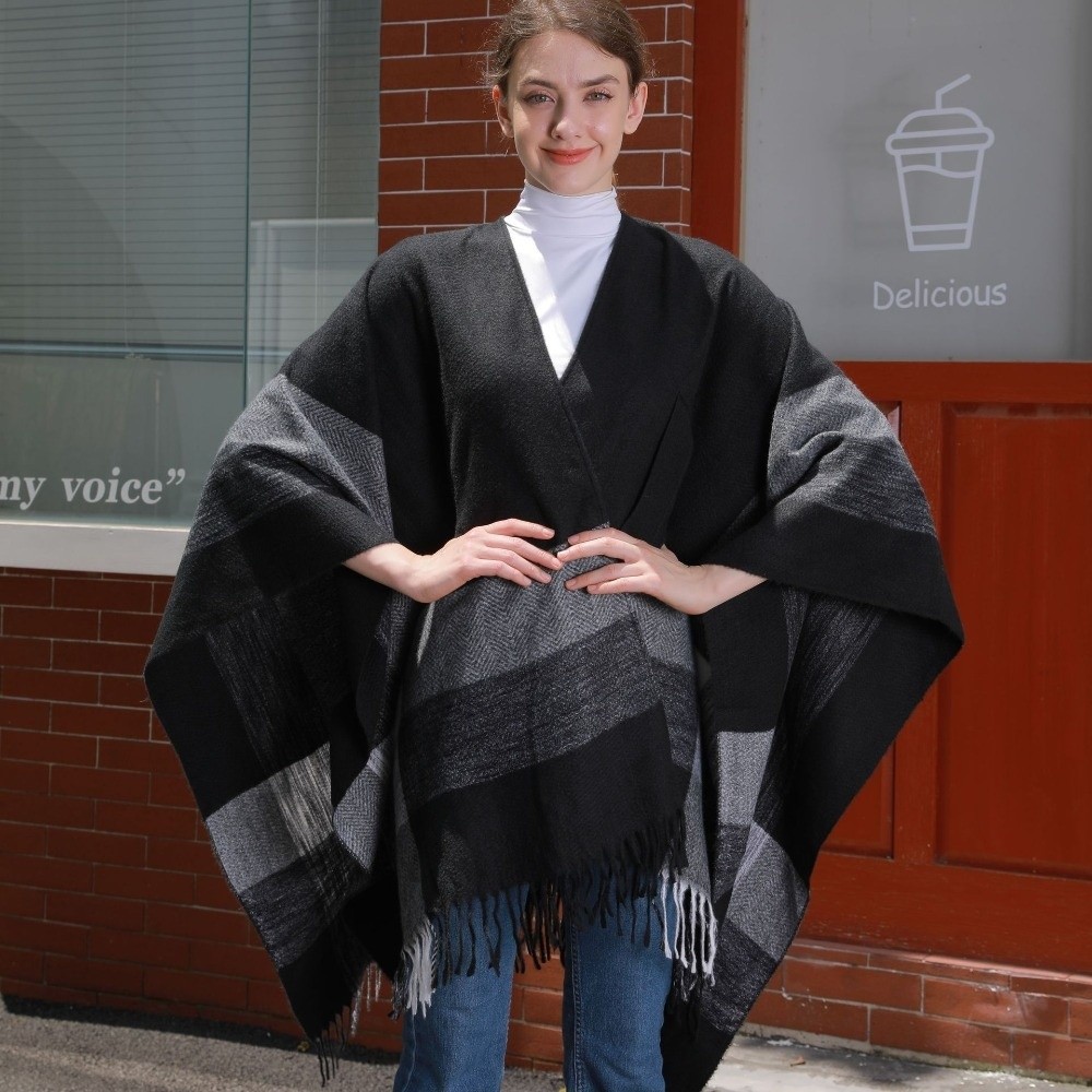 Warm Coat Plaid Design Travel  - Shawl Wrap Winter ulasan dan harga