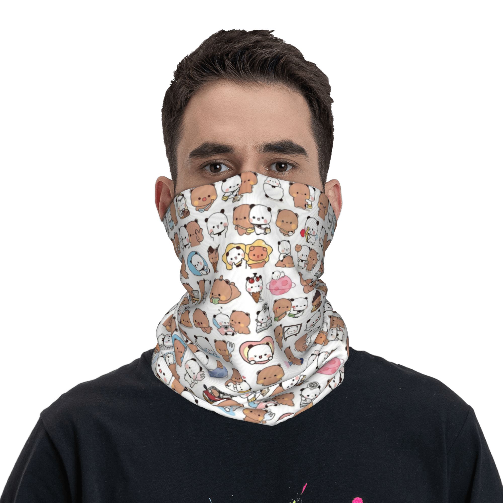 Custom Bear Cartoon Peach And  - Neck Gaiter Fleece ulasan dan harga
