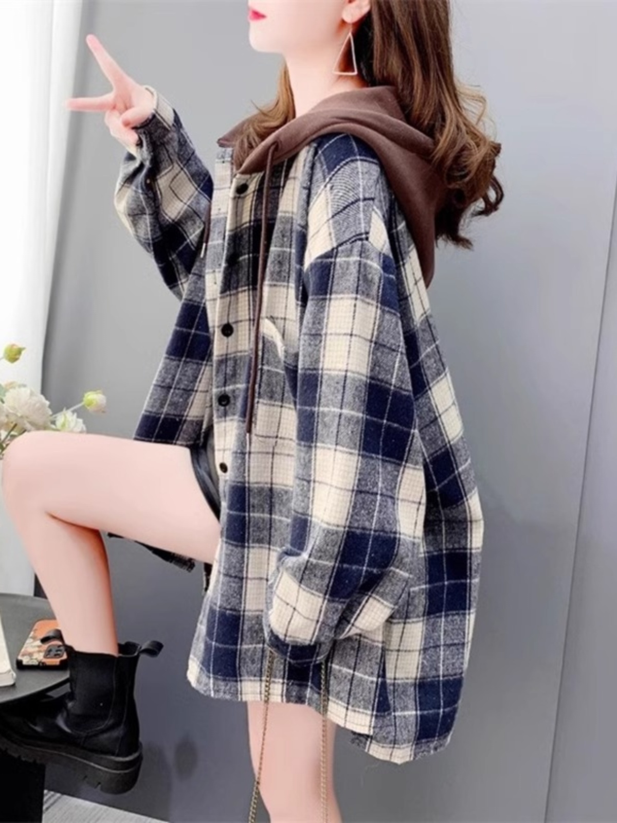 Women's Oversized Plaid Flanne - Flannel Shirt Lined ulasan dan harga