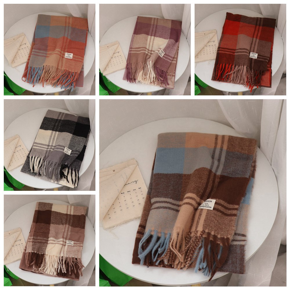 Casual Windproof Plaid Wool Sc - Wool Scarf Men ulasan dan harga