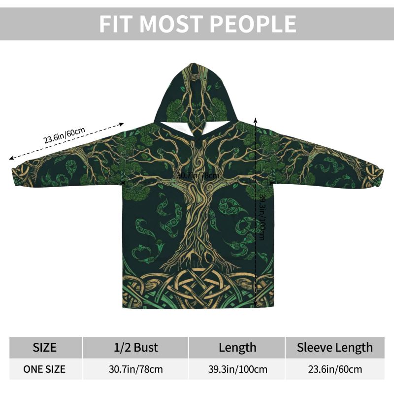 Tree of Life Celtic Pattern Bl - Sherpa Hoodie Fleece ulasan dan harga