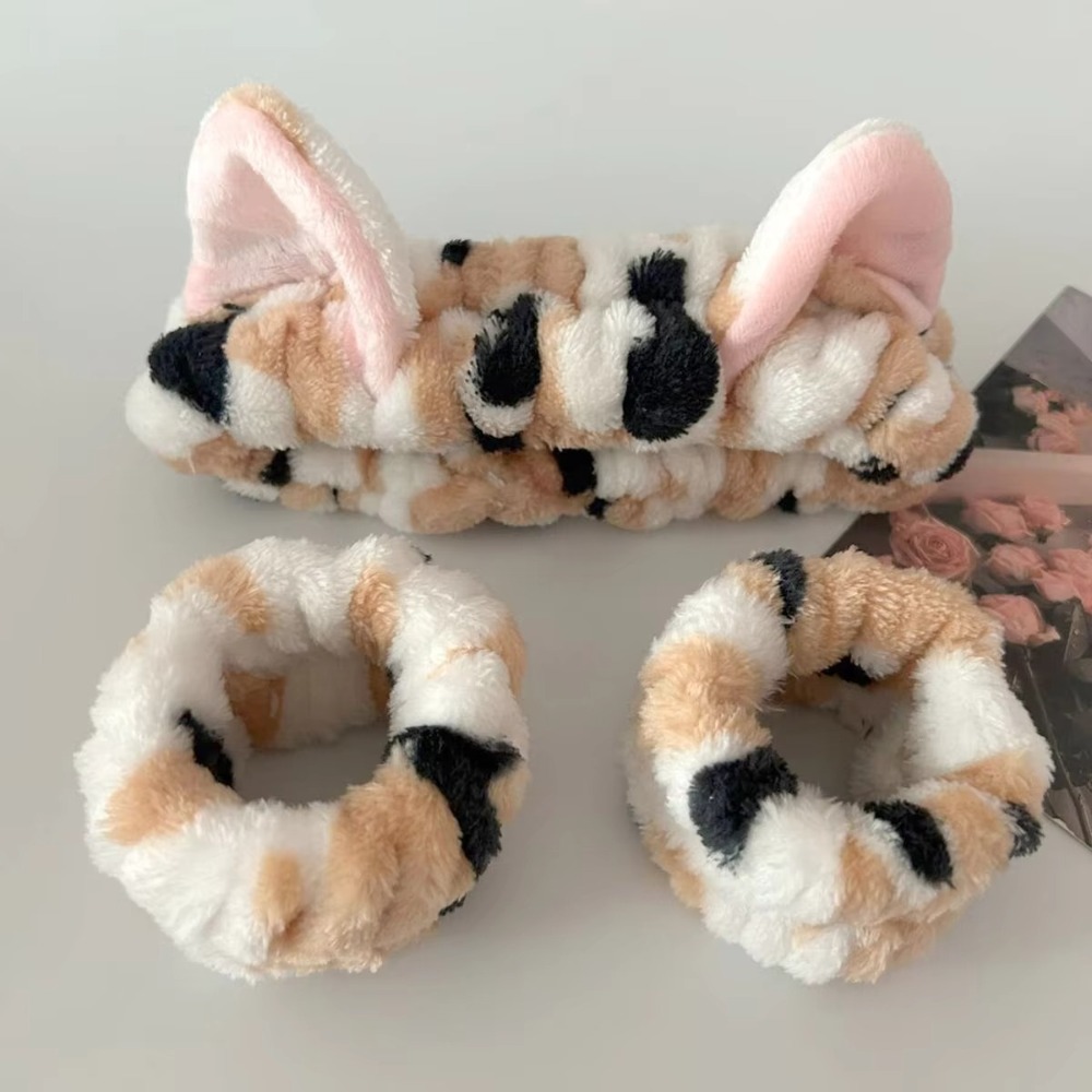 3pcs/set Leopard Print Cute Ca - Winter Headband Fleece ulasan dan harga