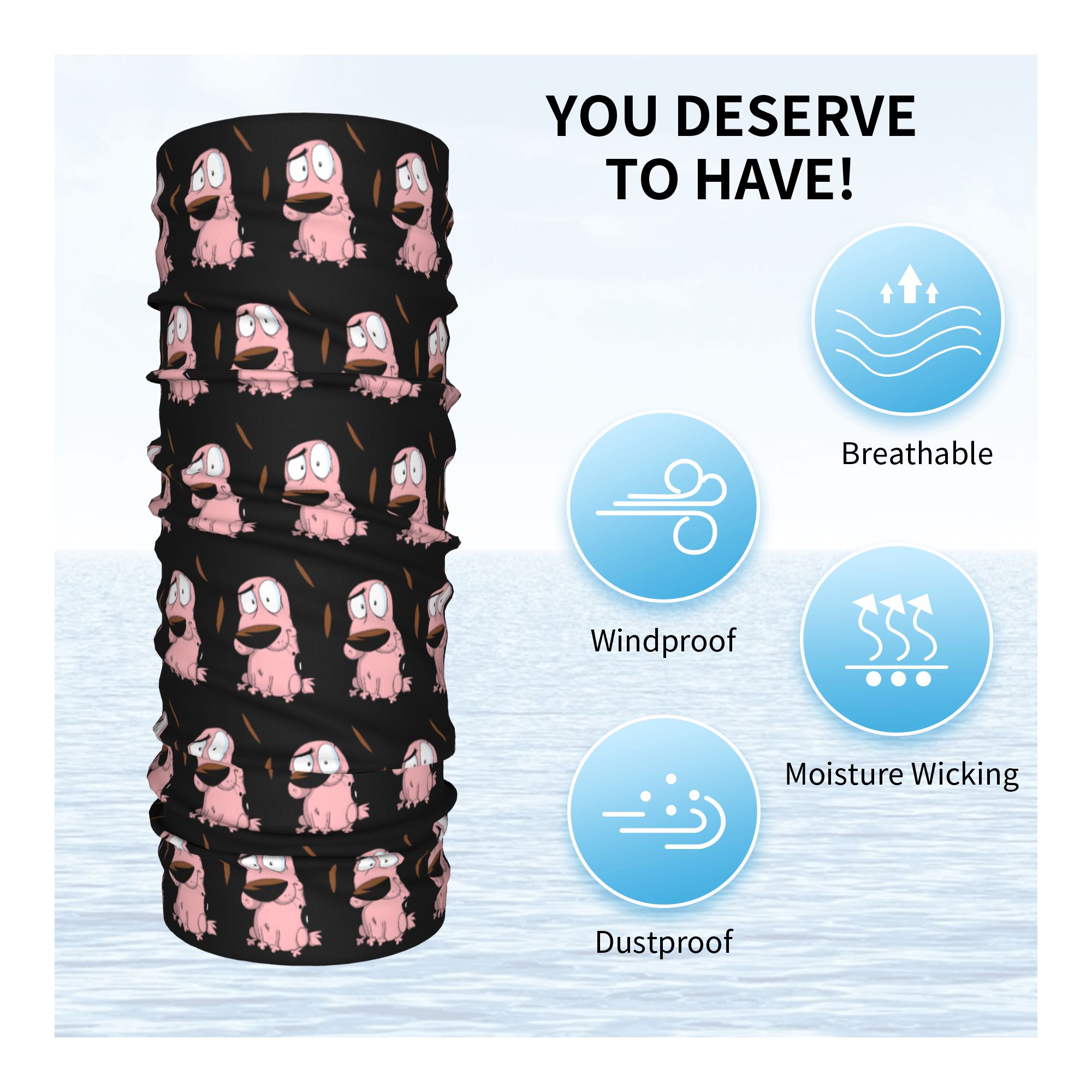 Custom Cartoon Courage Dog Win - Neck Gaiter Fleece ulasan dan harga