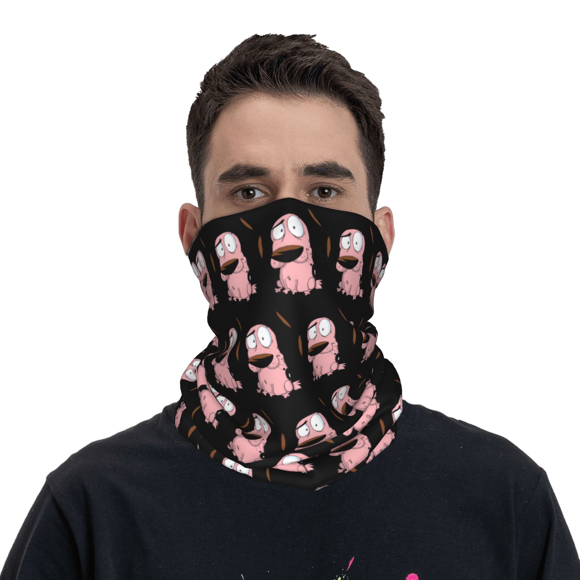 Custom Cartoon Courage Dog Win - Neck Gaiter Fleece ulasan dan harga