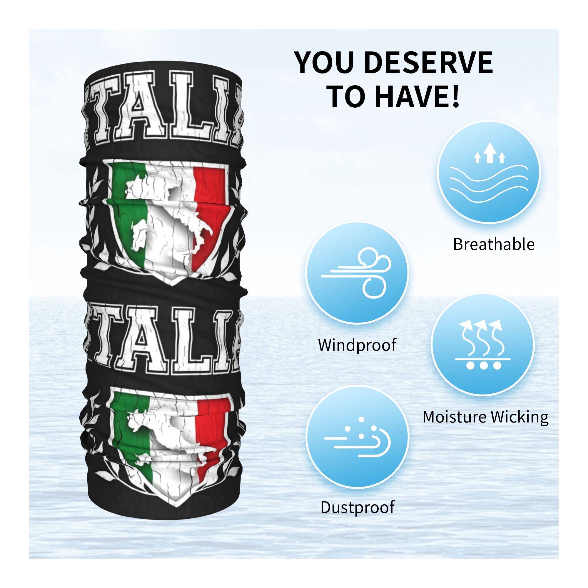 Custom Italy Flag Bandana Neck - Neck Gaiter Fleece ulasan dan harga