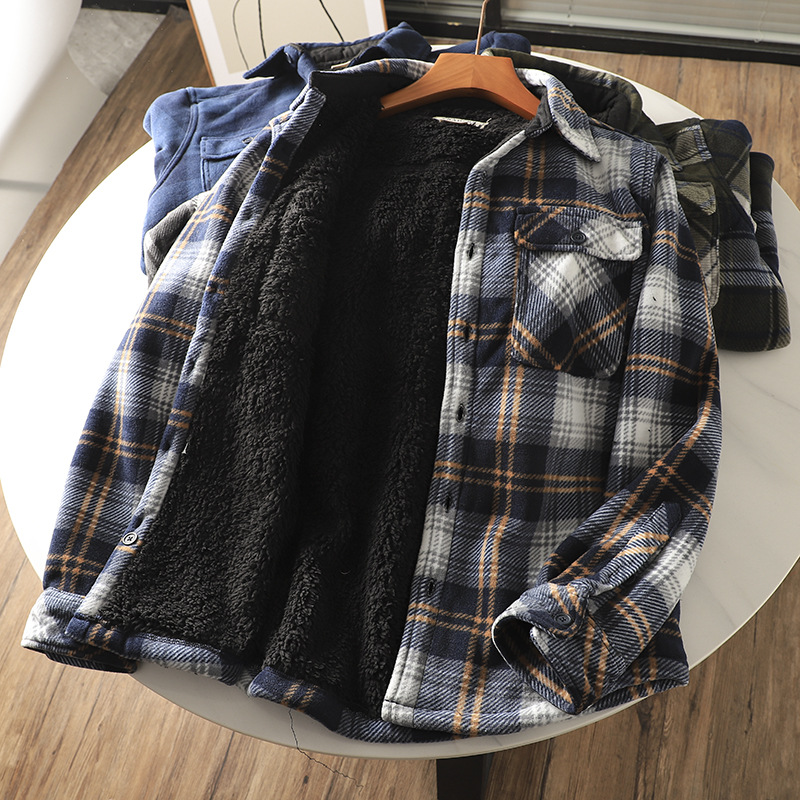 Men's Plaid Flannel Shirt Warm - Flannel Shirt Lined ulasan dan harga