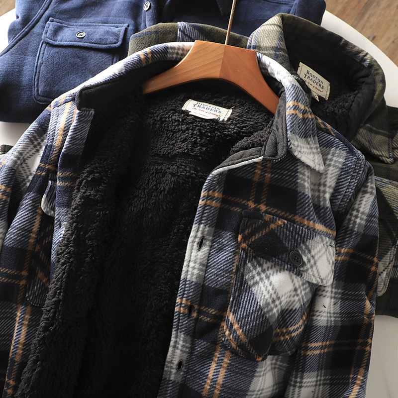 Men's Plaid Flannel Shirt Warm - Flannel Shirt Lined ulasan dan harga