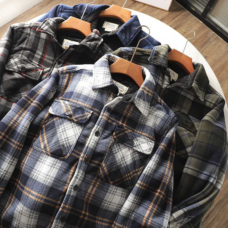 Men's Plaid Flannel Shirt Warm - Flannel Shirt Lined ulasan dan harga