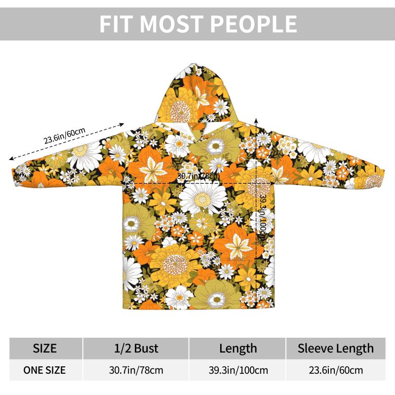 Hippie Flower Floral Retro Bla - Sherpa Hoodie Fleece ulasan dan harga