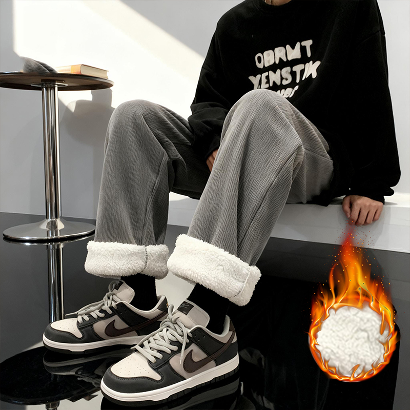 Thick Lamb Fleece Men's Pants  - Corduroy Pant Warm ulasan dan harga