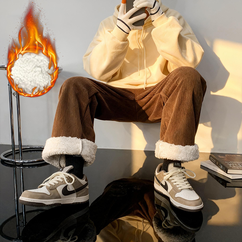Thick Lamb Fleece Men's Pants  - Corduroy Pant Warm ulasan dan harga