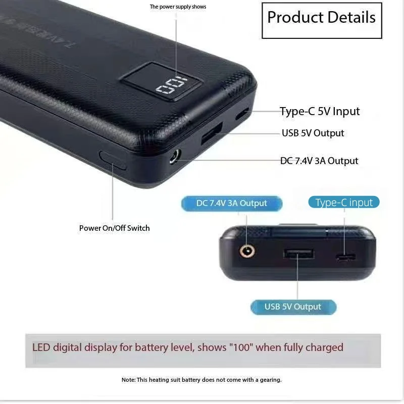 New Large Capacity 7.4V/3A/160 - Heated Vest Battery ulasan dan harga