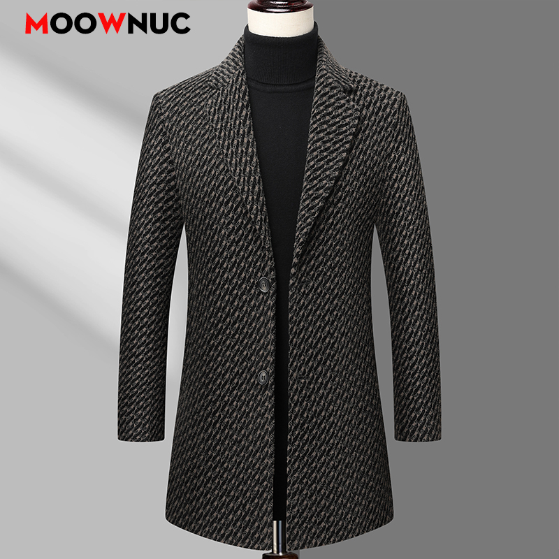 Long Coat Men Mens Wool Jacket - Wool Coat Peacoat ulasan dan harga