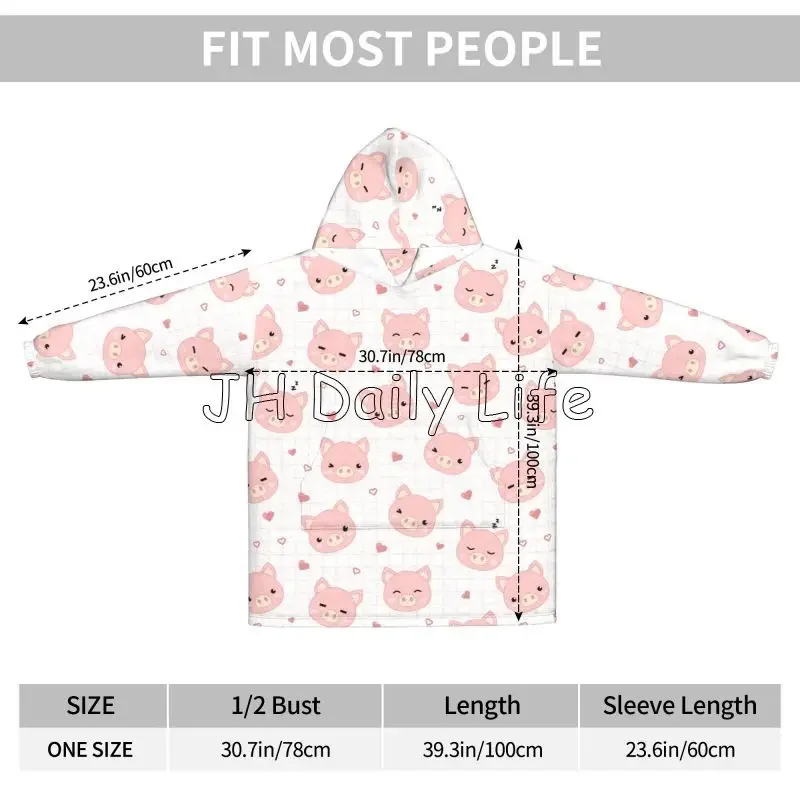 Cartoon Pigs Wearable Flannel  - Sherpa Hoodie Fleece ulasan dan harga