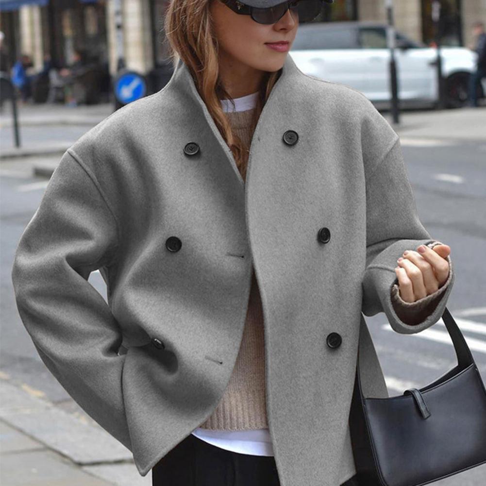 Women's Winter Cropped Wool Co - Wool Coat Peacoat ulasan dan harga