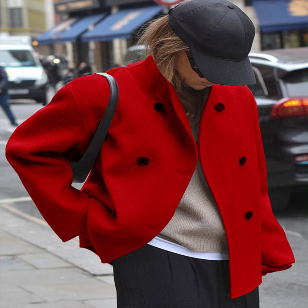 Women's Winter Cropped Wool Co - Wool Coat Peacoat ulasan dan harga