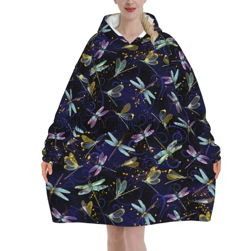 Dragonfly Galaxy Wearable Blan - Sherpa Hoodie Fleece ulasan dan harga