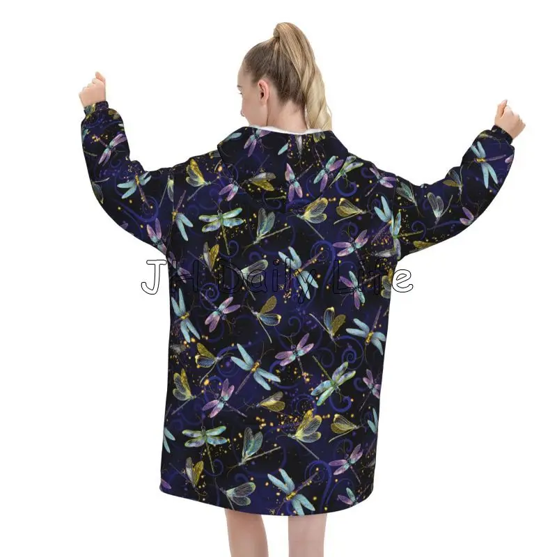 Dragonfly Galaxy Wearable Blan - Sherpa Hoodie Fleece ulasan dan harga