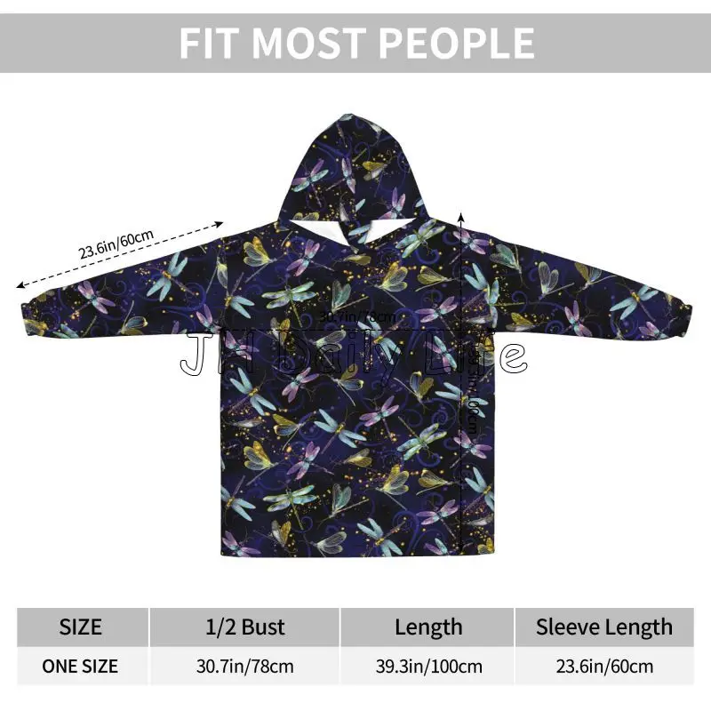 Dragonfly Galaxy Wearable Blan - Sherpa Hoodie Fleece ulasan dan harga