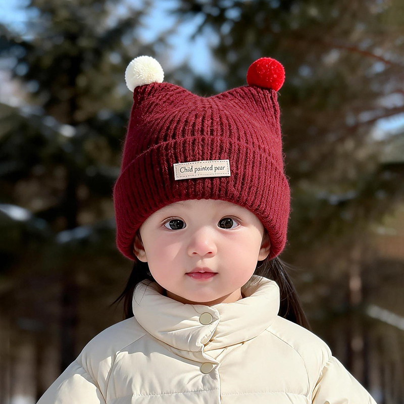 1-4Year Baby Knitted Hat Cute  - Knit Beanie Hat Warm ulasan dan harga