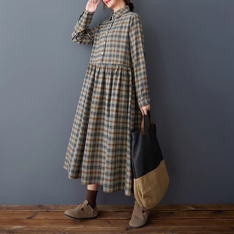 Korean Loose Retro Plaid Shirt - Flannel Shirt Lined ulasan dan harga
