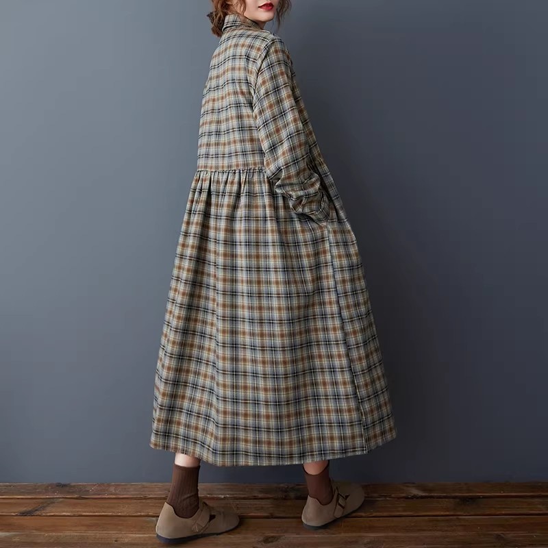 Korean Loose Retro Plaid Shirt - Flannel Shirt Lined ulasan dan harga