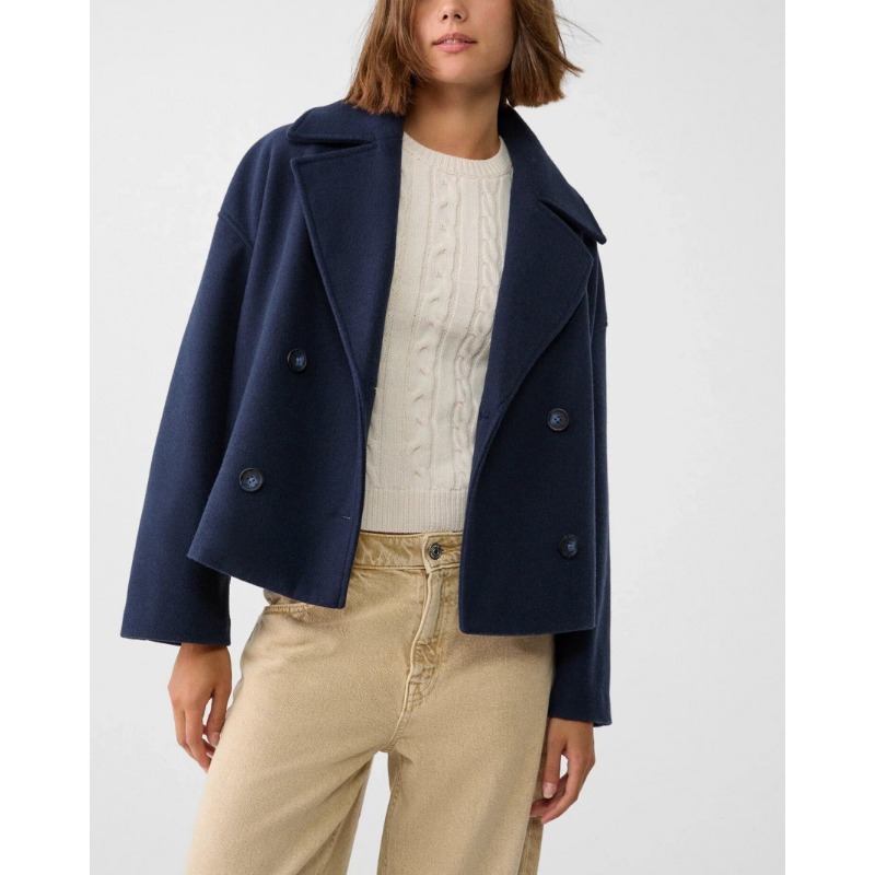 Women's Oversized Double Breas - Wool Coat Peacoat ulasan dan harga