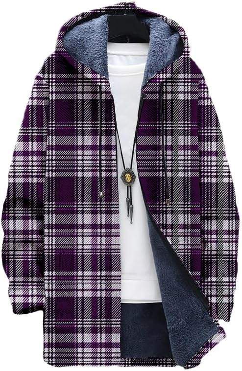 Men's Plaid Cardigan Oversized - Sherpa Hoodie Fleece ulasan dan harga